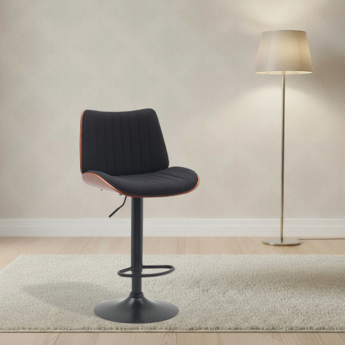 كرسي بار مودرن قماش أسود بخياطة طولية – تصميم أنيق...