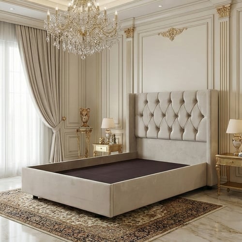 سرير خشبي بتنجيد مخملي فاخر 120×200 سم