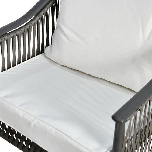 جلسة خارجية 2 مقعد دوار راتان وطاولة رمادي