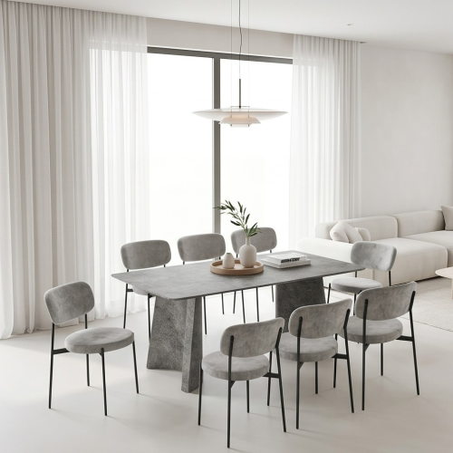 طاولة طعام خشب رمادي مع 8 كراسي مودرن – M-037 GREY