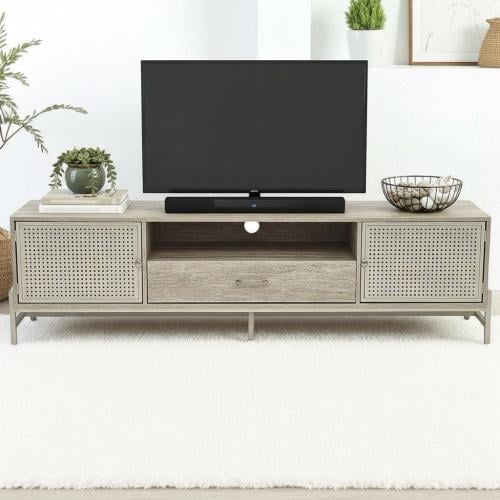 وحدة تلفاز خشبية مودرن بيج 180 سم