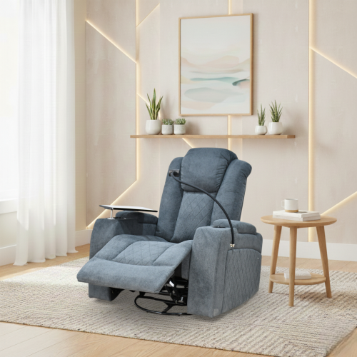 كرسي الملوك استرخاء هزاز دوار مع رف طاولة رصاصي غا...