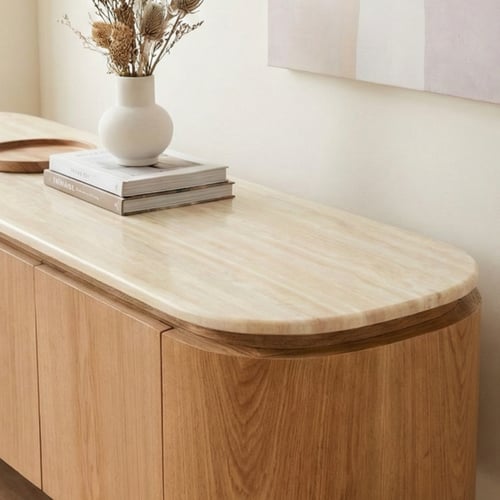 وحدة تلفاز مودرن خشب بسطح رخام وأدراج 200 سم