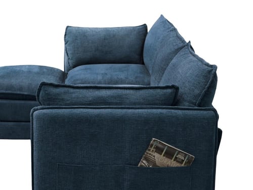 كنبة زاوية مودرن قماش عملية أزرق