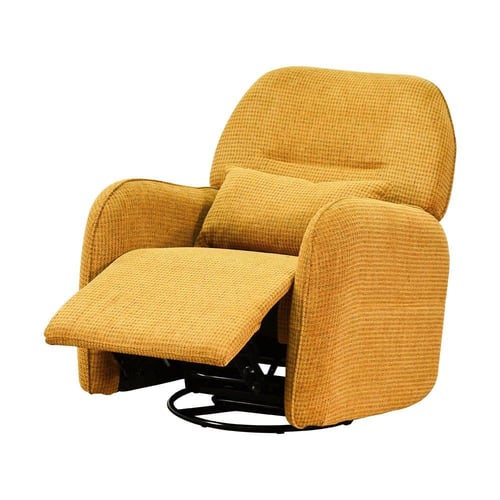 كرسي استرخاء فخم هزاز دوار قماشي مودرن أصفر