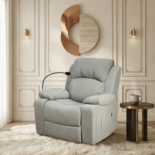 كرسي استرخاء فخم هزاز دوار بحامل جوال وحامل أكواب...