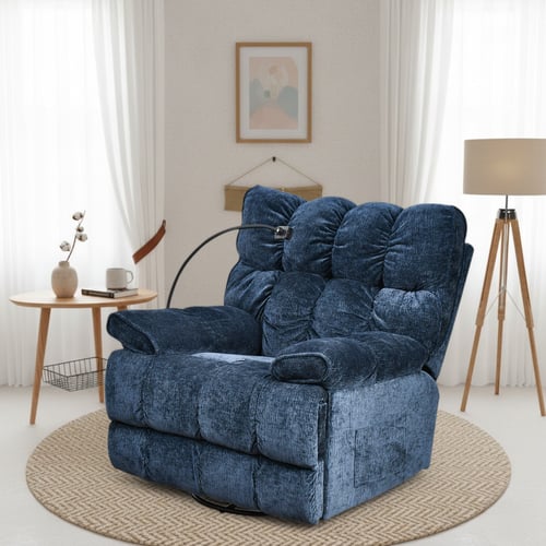 كرسي الغيمة استرخاء فخم هزاز دوار بحامل جوال ازرق