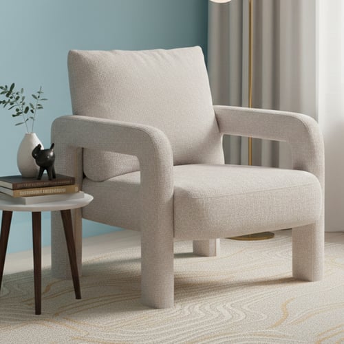 كرسي مفرد قماش بيج