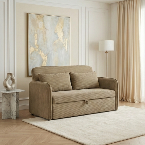 كنبة استرخاء مزدوجة قابلة للتحول إلى سرير – بني