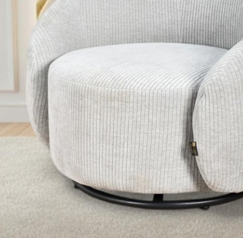 كرسي استرخاء دوار قماشي فاخر رمادي فاتح