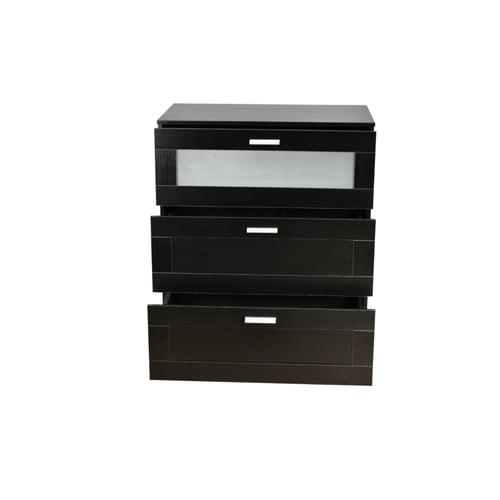 خزانة خشب مع زجاج بـ 3 أدراج أسود 95×78 سم