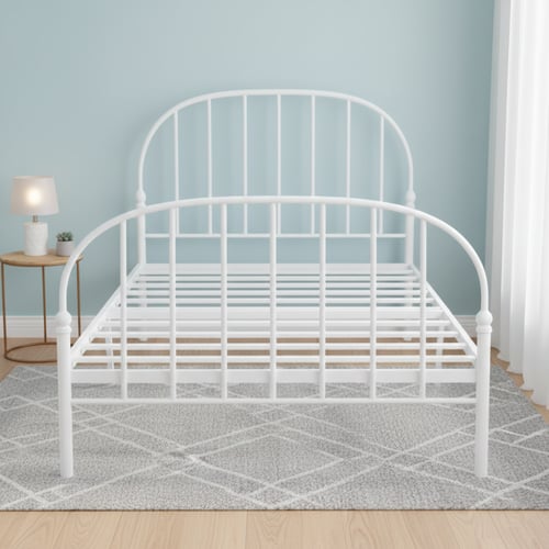هيكل سرير معدني أبيض 180×200 سم