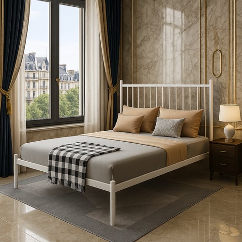 هيكل سرير ابيض 200x180 سم‏