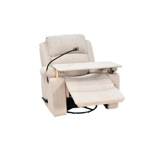 كرسي استرخاء هزاز دوار بطاولة وحامل جوال بيج