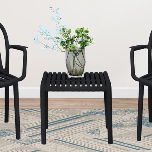 طقم كرسين وطاولة بلاستيك أسود