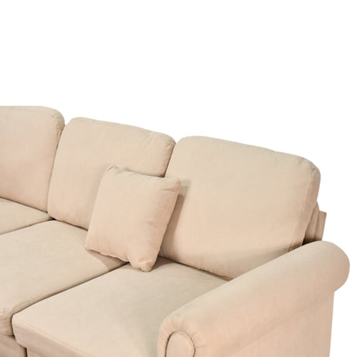 كنبة زاوية مودرن قماش تصميم عصري بيج