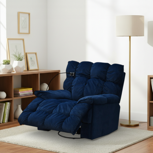 كرسي الغيمة استرخاء فخم هزاز دوار بحامل جوال أزرق