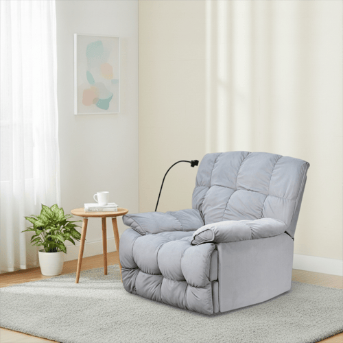 كرسي الغيمة استرخاء فخم هزاز دوار بحامل جوال رصاصي