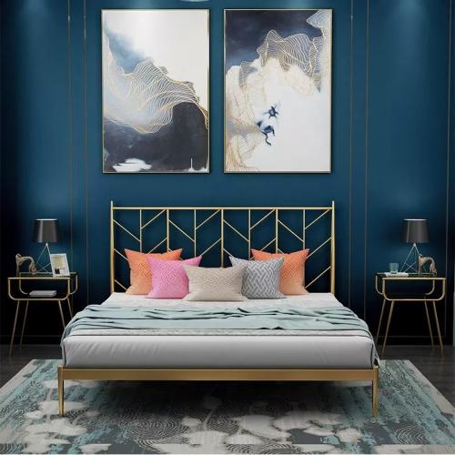 سرير معدني 200x180 سم ذهبي اغصان