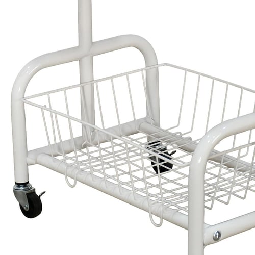 عربة تقديم سطح خشبي مع رف تخزين معدني