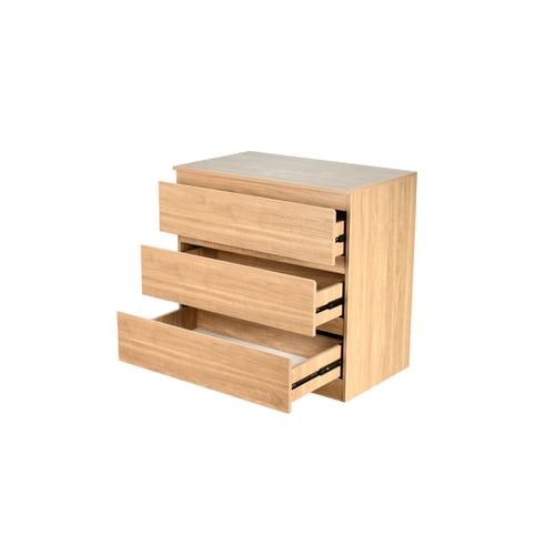 خزانة خشب بـ 3 أدراج تصميم عصري بيج 80×87 سم