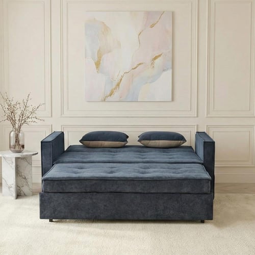 كنبة فاخرة قابلة للتعديل الي سرير مودرن رمادي غامق