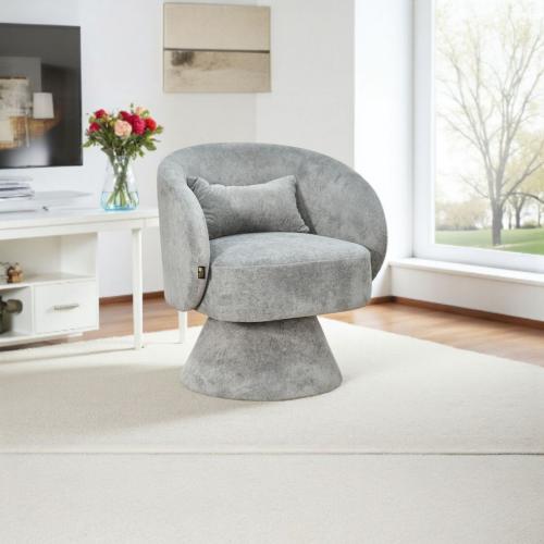 كرسي مفرد دوار فاخر قماشي رمادي