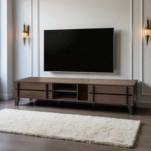 طاولة تلفاز خشبية مودرن تصميم أنيق بمقاس 200 سم