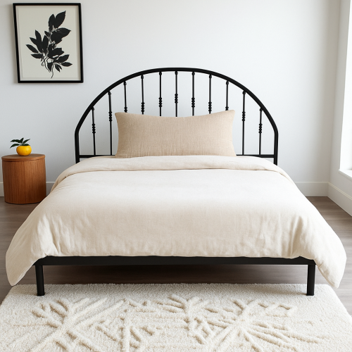 هيكل سرير معدني أسود 180×200 سم