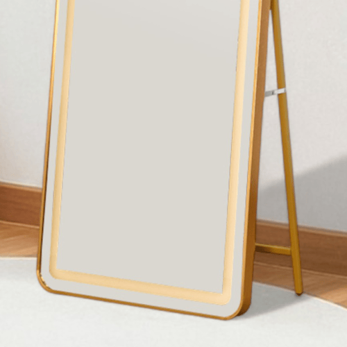 مرآة استاند مضيئة بإطار ذهبي 170×60 سم
