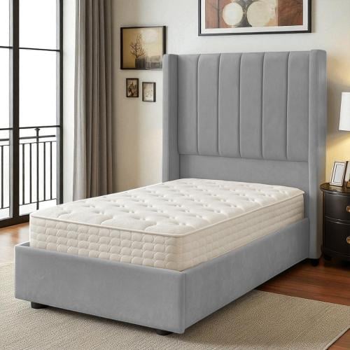 سرير خشبي بتنجيد مخملي عصري 90×190 سم