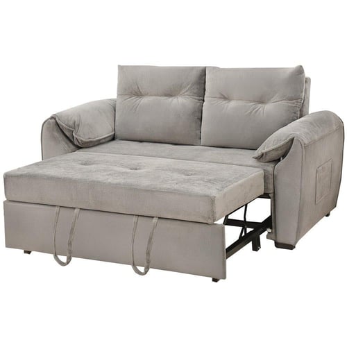 كنبة قابلة للتعديل إلى سرير - رمادي فضي