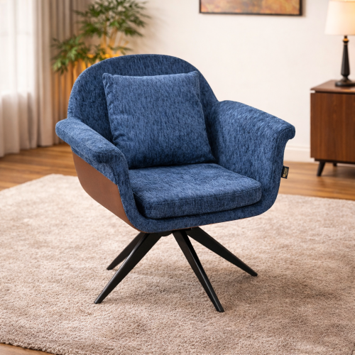 كرسي مفرد مودرن قماشي بقاعدة معدنية