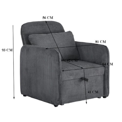 كرسي قابل للتعديل لسرير 2*1 مفرد رمادي غامق