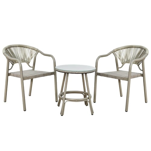 جلسة خارجية 2 مقعد و طاولة بسطح زجاجي