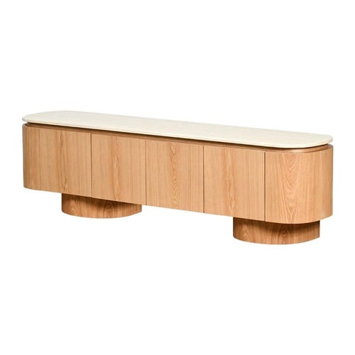 وحدة تلفاز مودرن خشب بسطح رخام وأدراج 200 سم