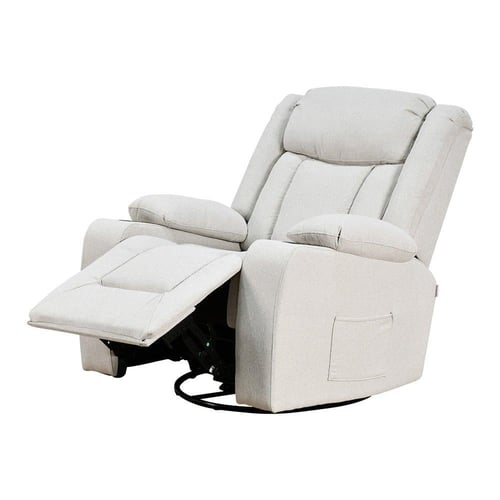 كرسي استرخاء فاخر هزاز دوار بتصميم مودرن بيج