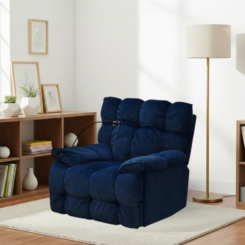 كرسي الغيمة استرخاء فخم هزاز دوار بحامل جوال أزرق