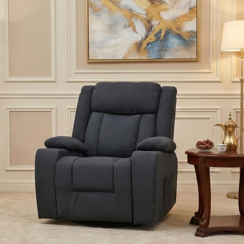 كرسي استرخاء هزاز دوار قماشي مودرن رمادي