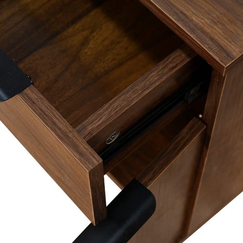 طاولة زينة خشب مع قاعدة معدنية بني