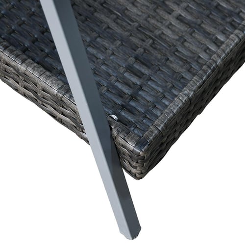 عربة تقديم 2 دور معدن وراتان بسطح زجاجي