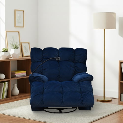 كرسي الغيمة استرخاء فخم هزاز دوار بحامل جوال أزرق