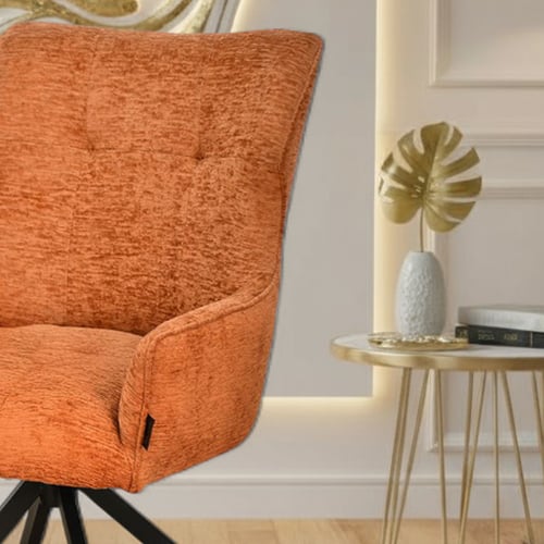 كرسي مفرد قماشي بقاعدة معدنية برتقالي