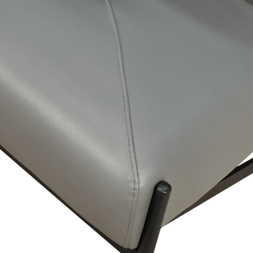 كرسي مفرد جلد بهيكل معدني تصميم عصري رمادي