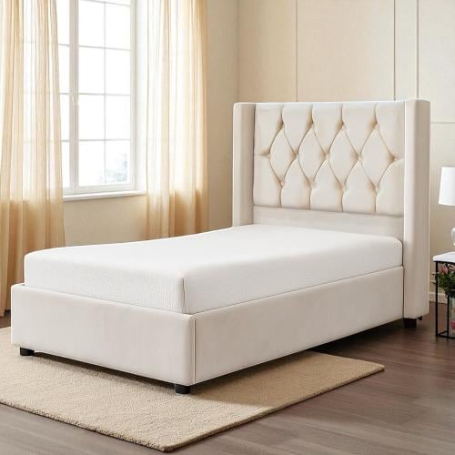 سرير خشبي بتنجيد مخملي عصري 90×190 سم