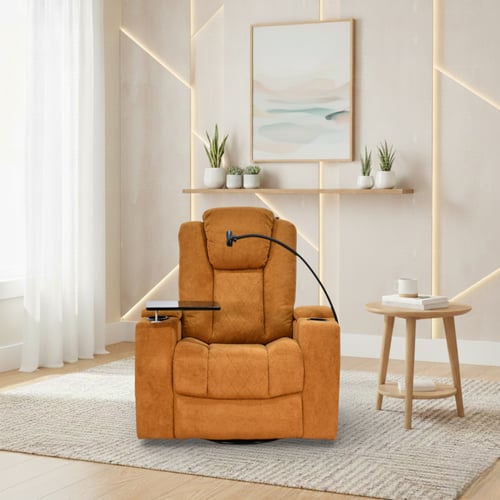 كرسي الملوك استرخاء هزاز دوار مع رف طاولة برتقالي