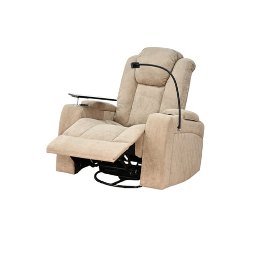 كرسي الملوك استرخاء هزاز دوار مع رف طاولة بيج غامق