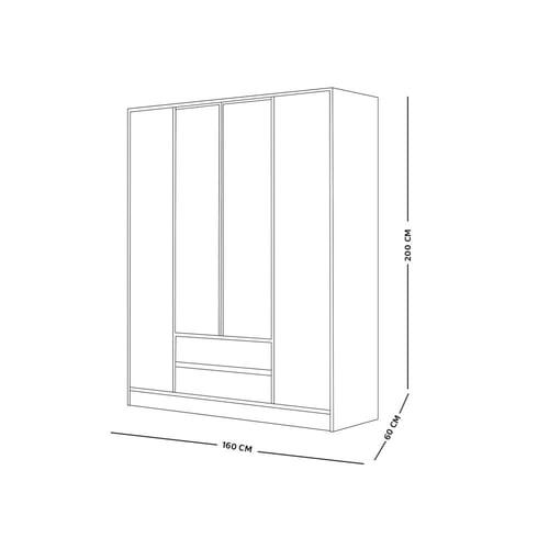 دولاب ملابس 4 باب زجاج مع إضاءة