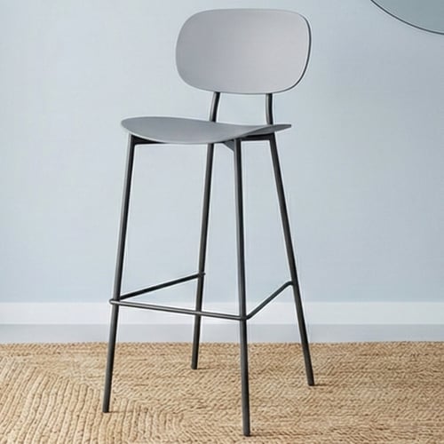 كرسي بار بلاسيتك بأرجل معدنية رمادي