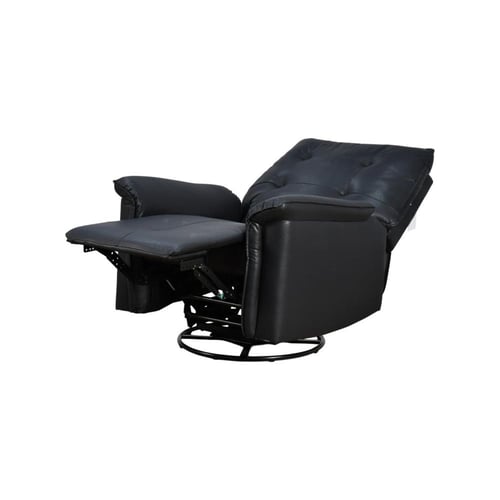 كرسي استرخاء فخم هزار دوار جلد بتصميم عصري أسود